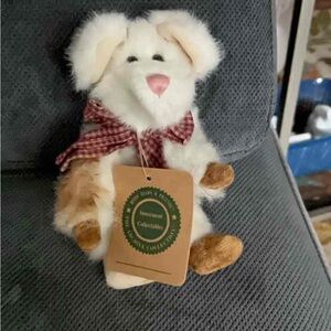 Boyds Bears Cream and Brown Plush with Red Scarf